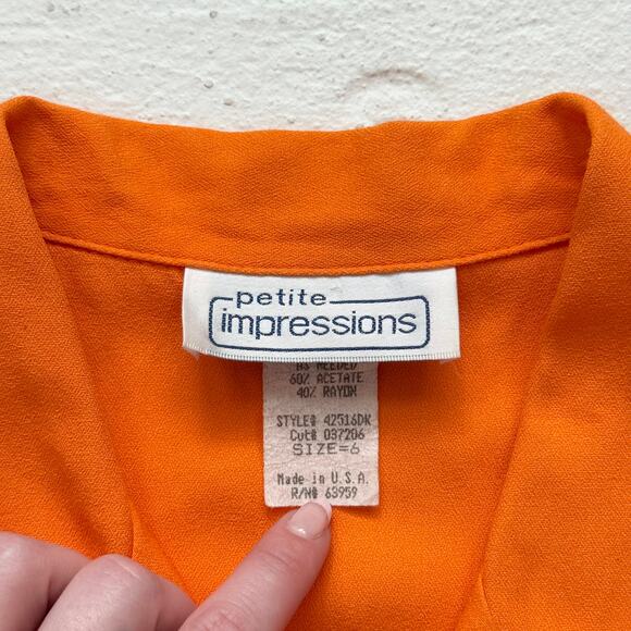 Vintage 90s Petite Impressions Orange Button Front Vest Top, Size 6 - Picture 6 of 7